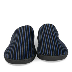 Chaussons NOIR Homme Motif Rayures A Enfiler