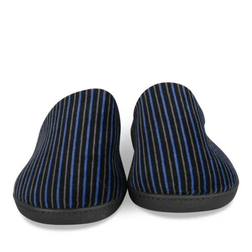 Chaussons NOIR Homme Motif Rayures A Enfiler