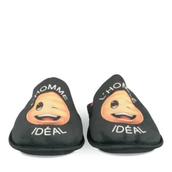 Chaussons NOIR Homme Motif Uni A Enfiler