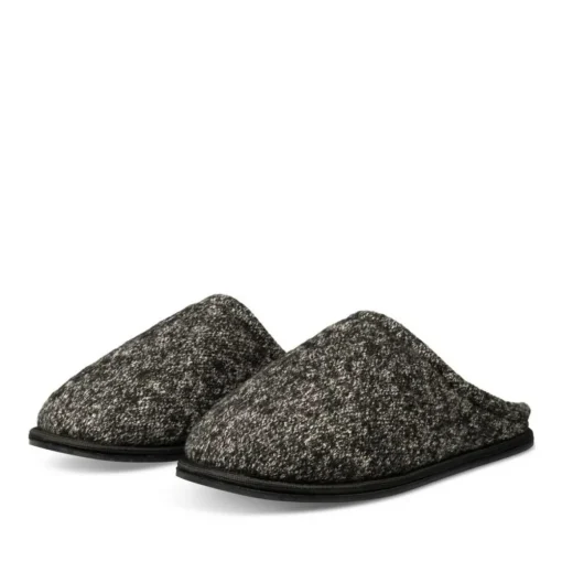 Chaussons NOIR Homme Motif Uni A Enfiler