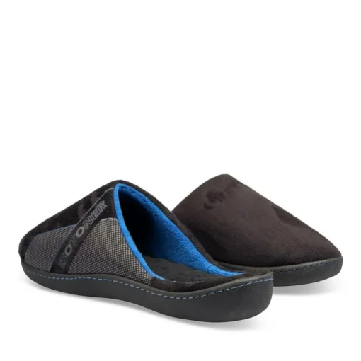 Chaussons NOIR Homme Motif Uni A Enfiler