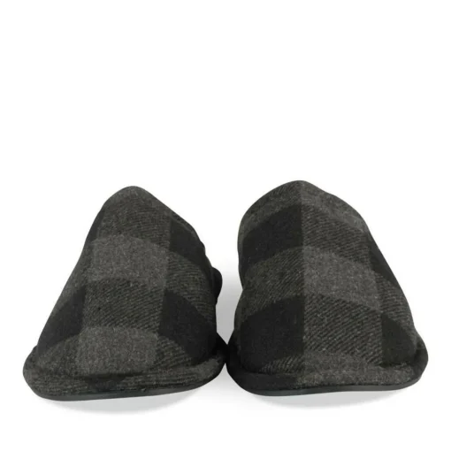 Chaussons NOIR Homme Motif Carreaux A Enfiler