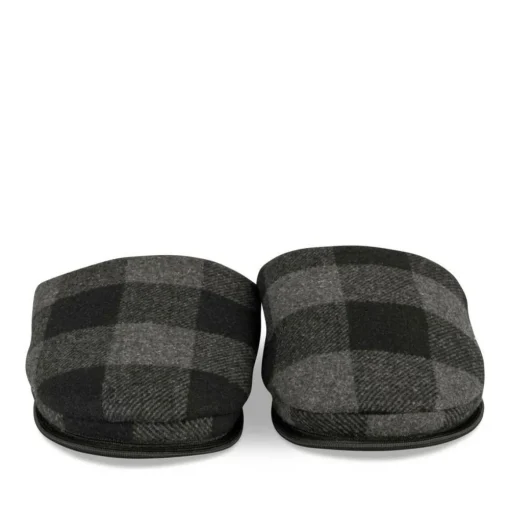 Chaussons NOIR Homme Motif Uni A Enfiler