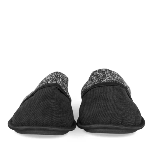 Chaussons NOIR Homme Motif Uni A Enfiler