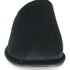 Chaussons NOIR Homme Motif Uni A Enfiler