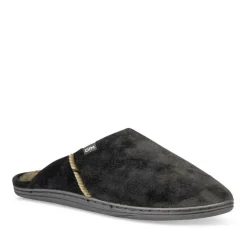 Chaussons NOIR Homme Motif Uni A Enfiler