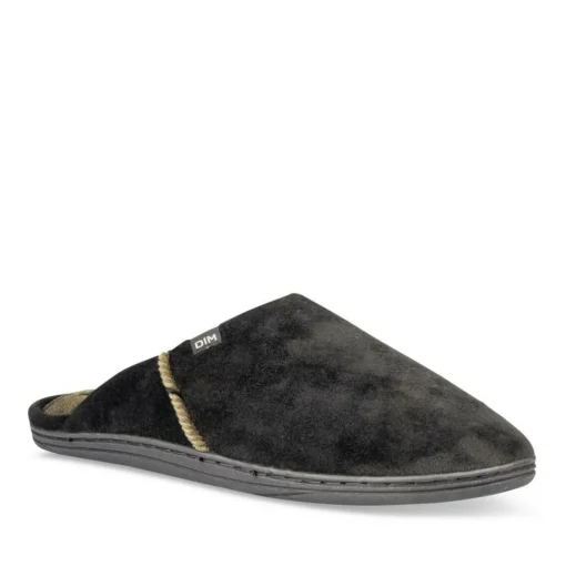 Chaussons NOIR Homme Motif Uni A Enfiler