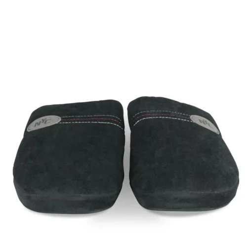 Chaussons NOIR Homme Motif Uni A Enfiler