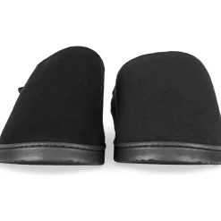 Chaussons NOIR Homme Motif Uni A Enfiler