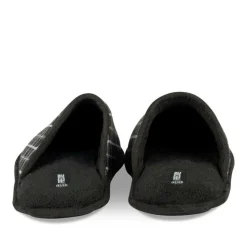 Chaussons NOIR Homme Motif Carreaux A Enfiler