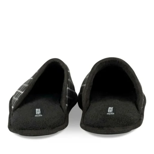 Chaussons NOIR Homme Motif Carreaux A Enfiler