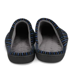 Chaussons NOIR Homme Motif Rayures A Enfiler