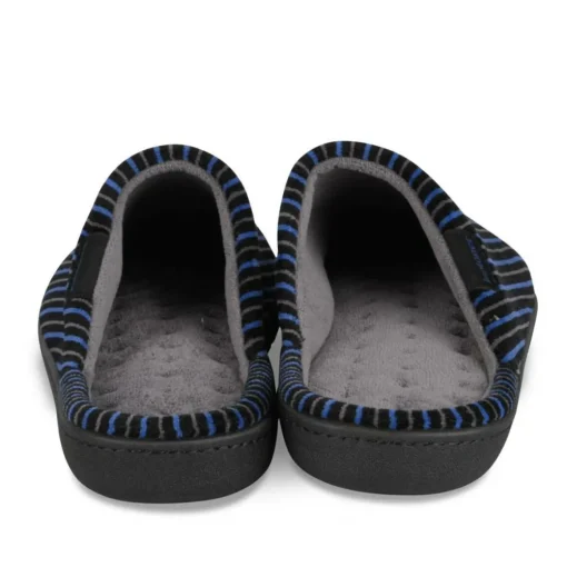 Chaussons NOIR Homme Motif Rayures A Enfiler