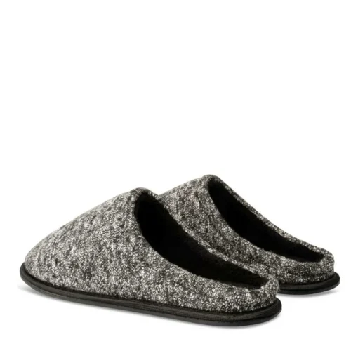 Chaussons NOIR Homme Motif Uni A Enfiler