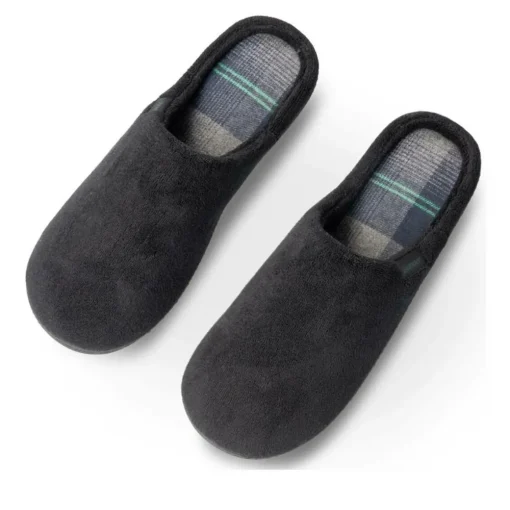 Chaussons NOIR Homme Motif Uni A Enfiler