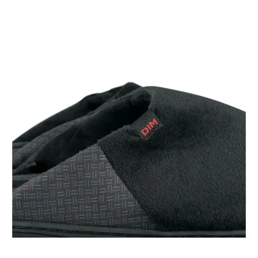 Chaussons NOIR Homme Motif Uni A Enfiler