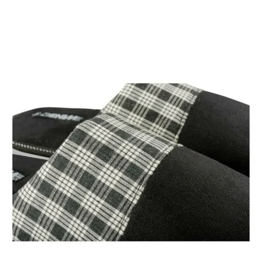 Chaussons NOIR Homme Motif Carreaux A Enfiler