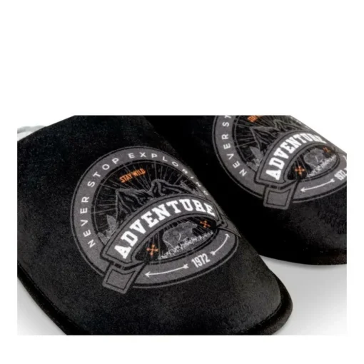 Chaussons NOIR Homme Motif Uni A Enfiler