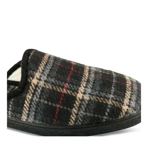 Chaussons NOIR Homme Motif Uni A Enfiler