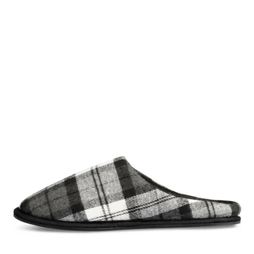 Chaussons NOIR Homme Motif Carreaux A Enfiler
