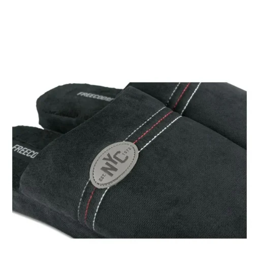 Chaussons NOIR Homme Motif Uni A Enfiler
