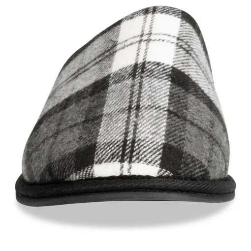 Chaussons NOIR Homme Motif Carreaux A Enfiler