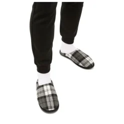 Chaussons NOIR Homme Motif Carreaux A Enfiler