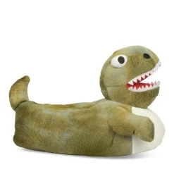 Chaussons Peluche Dinosaure VERT DENIM SIDE