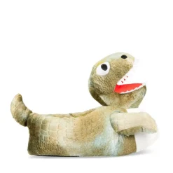 Chaussons Peluche Dinosaure VERT DENIM SIDE