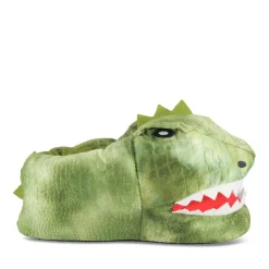 Chaussons Peluche Dinosaure VERT DENIM SIDE