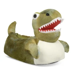 Chaussons Peluche Dinosaure VERT DENIM SIDE