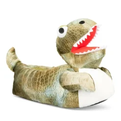 Chaussons Peluche Dinosaure VERT DENIM SIDE