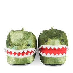 Chaussons Peluche Dinosaure VERT DENIM SIDE
