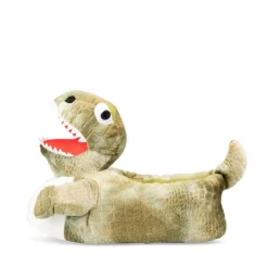 Chaussons Peluche Dinosaure VERT DENIM SIDE