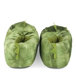 Chaussons Peluche Dinosaure VERT DENIM SIDE