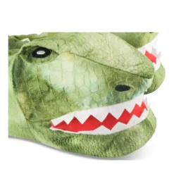 Chaussons Peluche Dinosaure VERT DENIM SIDE