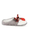 Chaussons Peluche GRIS Femme Motif Uni A Enfiler
