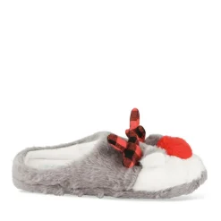 Chaussons Peluche GRIS Femme Motif Uni A Enfiler