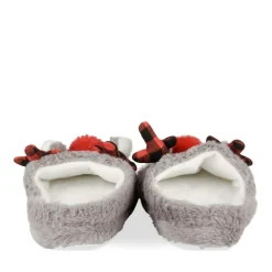 Chaussons Peluche GRIS Femme Motif Uni A Enfiler