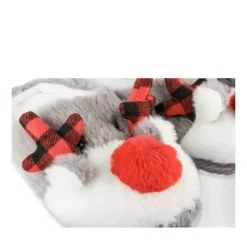 Chaussons Peluche GRIS Femme Motif Uni A Enfiler