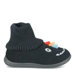 Chaussons Peluche MARINE Garçon Motif Uni A Enfiler