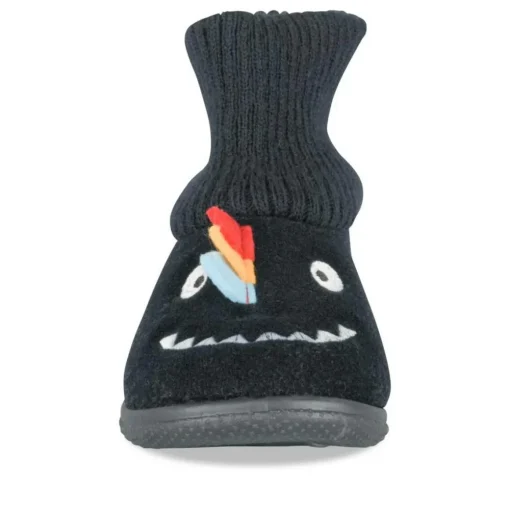 Chaussons Peluche MARINE Garçon Motif Uni A Enfiler