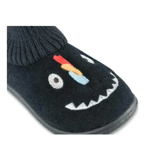 Chaussons Peluche MARINE Garçon Motif Uni A Enfiler