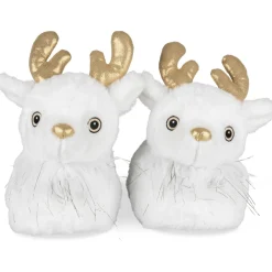 Chaussons Peluche Renne BLANC MERRY SCOTT