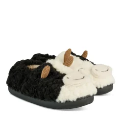 Chaussons Peluche Vache NOIR PHILOV