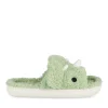 Chaussons Peluche VERT Garçon Motif Uni A Enfiler
