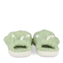 Chaussons Peluche VERT Garçon Motif Uni A Enfiler