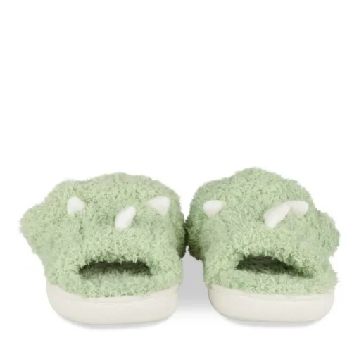 Chaussons Peluche VERT Garçon Motif Uni A Enfiler