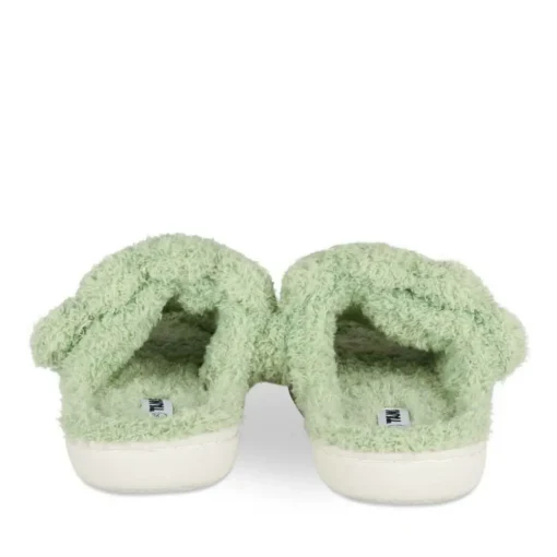 Chaussons Peluche VERT Garçon Motif Uni A Enfiler