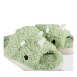 Chaussons Peluche VERT Garçon Motif Uni A Enfiler